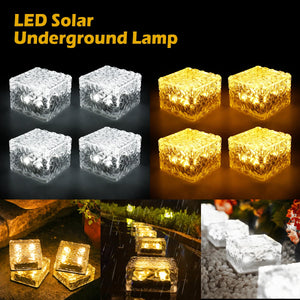 "Set of 4 Solar Ice Cube Lights for Outdoor Garden Decoration"