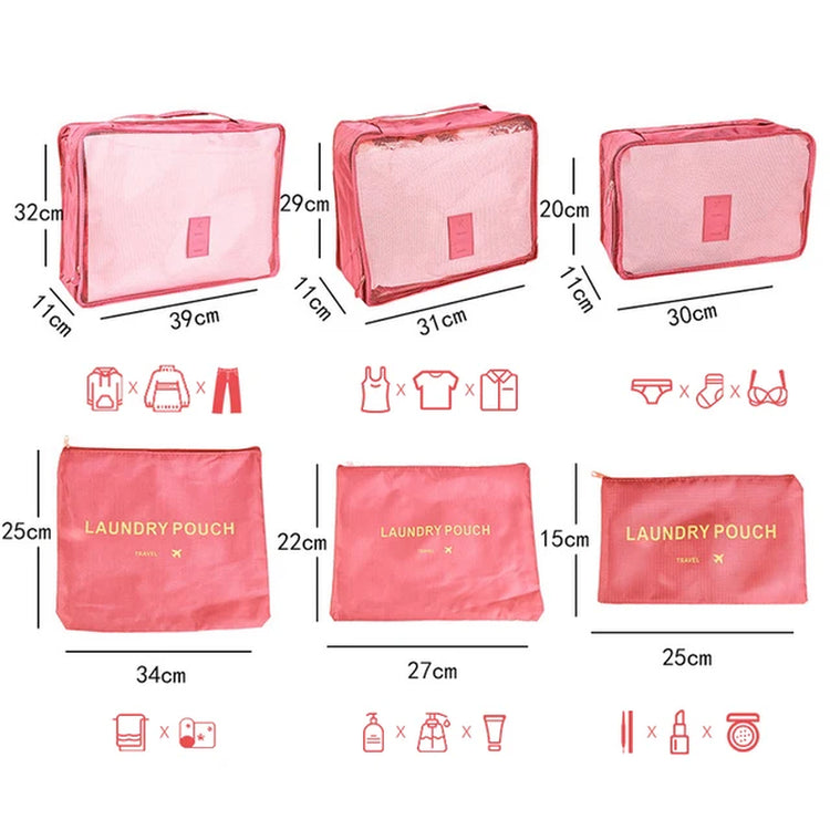 7/6Pcs Travel Storage Bag Large Capacity Suitcase Storage Luggage Clothes Sorting Organizer Set Pouch Case Shoes Packing Cube