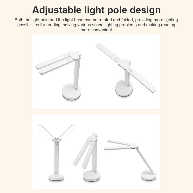 LED Desk Lamp 3 Levels Dimmable Touch Night Light USB Rechargeable Eye Protection Foldable Table Lamp for Bedroom Bedside Readin