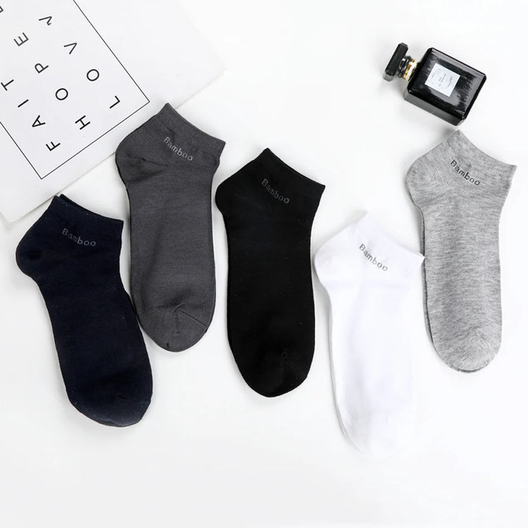 10 Pairs / Pack Men'S Bamboo Fiber Socks Short High Quality New Casual Breatheable Anti-Bacterial Man Ankle Socks Men