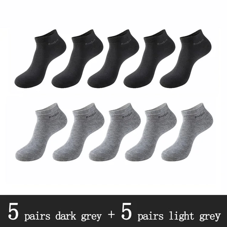 10 Pairs / Pack Men'S Bamboo Fiber Socks Short High Quality New Casual Breatheable Anti-Bacterial Man Ankle Socks Men