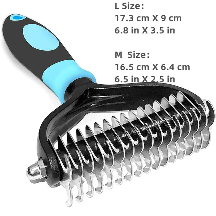 Pets Stainless Steel Grooming Brush Two-Sided Shedding and Dematting Undercoat Rake Comb for Dog Cat Remove Knots Tangles Easily