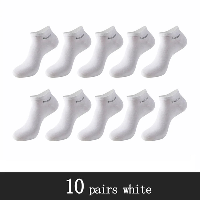 10 Pairs / Pack Men'S Bamboo Fiber Socks Short High Quality New Casual Breatheable Anti-Bacterial Man Ankle Socks Men