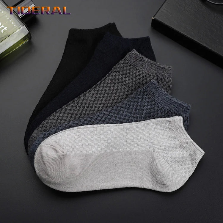 5 Pairs Men Bamboo Fiber Crew Socks Man High Quality Summer Winter Business Breathable Black Male Dress Ankle Socks